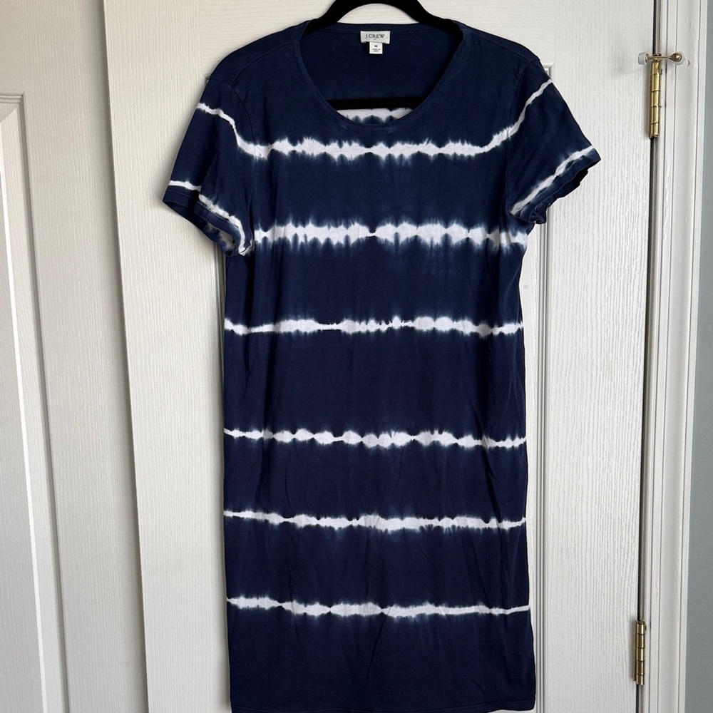 J. Crew Indigo Tee shirt dress. Blue and white tye dye